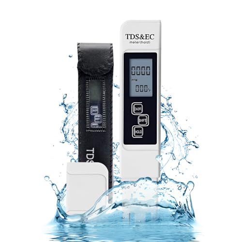 TDS Wassertester Trinkwassertest 3 In 1 Wasserqualitätstester EC Digital Trinkwasser Wasserqualität Tester TDS Messgerät Tester Sensor Gerat Wasser Leitungswasser für Aquarium PPM Fischteich (Weiß) von QESSUVNC