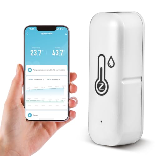 WLAN Smart Thermometer Hygrometer, Digitale Mini Innentemperatur und Feuchtigkeitssensor, Raumtemperaturfeuchtigkeitssensor App für Alexa/Google Home/Tuya,Schnelle Internetgeschwindigkeit von QESSUVNC