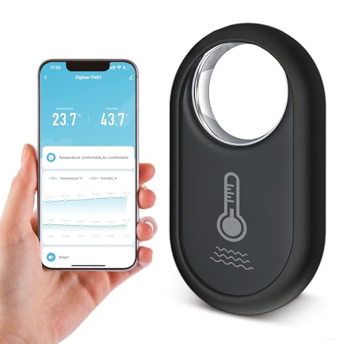 Zigbee Temperatursensor, Digitale Mini Innentemperatur und Feuchtigkeitssensor,Tuya Smart Luftfeuchtigkeitsmesser mit Intelligentem Alarm, Datenspeicherung und Kalibrierung, Kompatibel Alexa/Google Zigbee Temperatursensor, Digitale Mini Innentemperatur und Feuchtigkeitssensor,Tuya Smart Luftfeuchtigkeitsmesser mit Intelligentem Alarm, Datenspeicherung und Kalibrierung, Kompatibel Alexa/Google von QESSUVNC