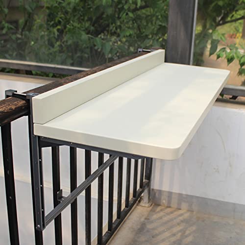 Balkonhängetisch Klappbar Aus Metall, Wandtisch Klappbar Balkon, Klappbarer Wand-klapptisch, Outdoor-tisch Balkontisch Zum Einhängen - 80 X 40cm (Color : Weiß) von QETU