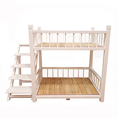 Haustierbett auf Mehreren Ebenen Hundebett, Etagenbett für kleine und mittelgroße Hunde und Katzen, Wasserdichtes Innen-Maisonette-Bett für Haustiere mit Treppe(Size:73x37x50cm,Color:White) von QEWQY