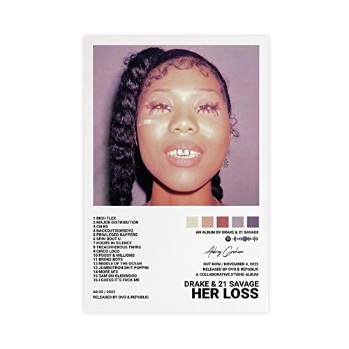 QEWRT Drake & 21 Savage Poster Her Loss Album Cover Poster Wandkunstdruck Dekor Leinwand Poster für Zimmer Ästhetischer Rahmen: 30 x 45 cm von QEWRT