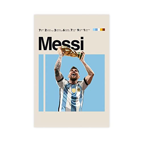 QEWRT Messi-Poster, Fußballbild, Leinwand, Schlafzimmer, Wanddekoration, Druck, Bild, Büro, Wohnheim, Raumdekoration, Geschenke, Rahmen: 40 x 60 cm von QEWRT