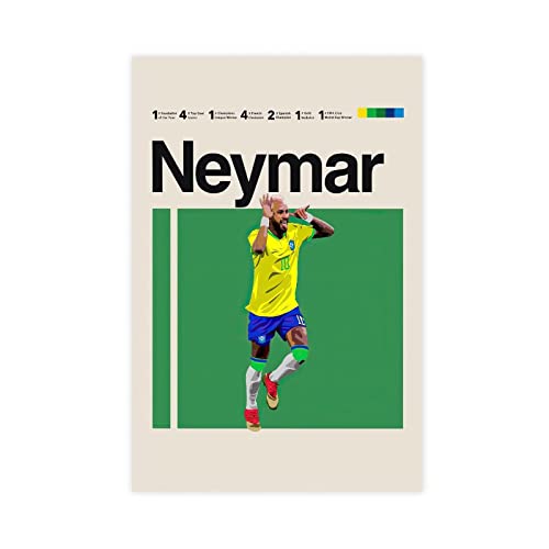 QEWRT Neymar Poster Fußballbild Leinwand Wandkunst Dekor Druck Bild Gemälde für Wohnzimmer Schlafzimmer Dekoration Rahmen:40 x 60 cm von QEWRT