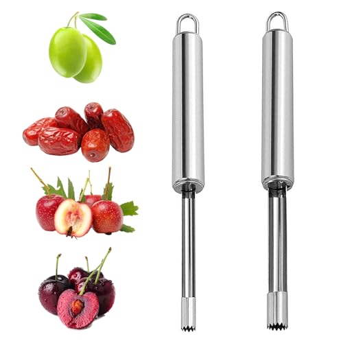 Apfelentkerner, 2 Stück Kirschen Kirschentkernen Obstentkerner Entkerner kirschen Edelstahl Entkerner Apfelausstecher Edelstahl Entkerner Apfel Apfelstecher für Kirsche Weißdorn und Rote Datteln von QFECT