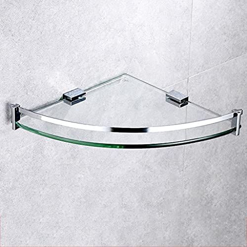 QFFL Glas Eckregal, an der Wand Montiert, mit Leitplanke, 8mm Gehärtetes Glas, Bad Lagerung Hanging Organizer, für Dusche Küchenbalkon (Size : 20cm) von QFFL