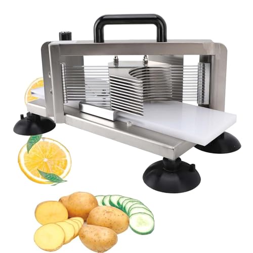 Manueller Tomatenschneider – Abnehmbares Edelstahl-Messerset – Kompakt Und Robust – FüR Restaurant Und Zuhause, Ergonomische Griffe, 4 SaugnäPfe,1"4(6.3mm) von QFGain