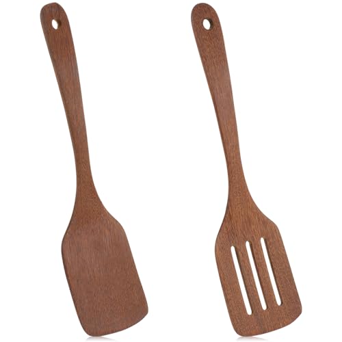 QFGasre 2 Teiliger Pfannenwender Holz Flacher Bratenwender aus Holz mit Langem Griff Massiver Pfannenwender Schlitzspatel Set für antihaftbeschichtete Pfannen Küchenhelfer Set zum Kochen Braten Backen QFGasre 2 Teiliger Pfannenwender Holz Flacher Bratenwender aus Holz mit Langem Griff Massiver Pfannenwender Schlitzspatel Set für antihaftbeschichtete Pfannen Küchenhelfer Set zum Kochen Braten Backen von QFGasre
