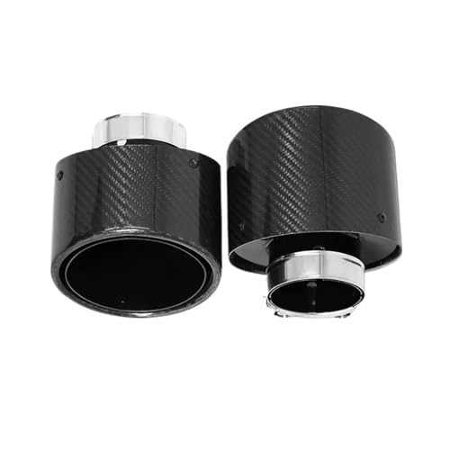 QFJFBGGH Abgasrohr 2 Teile/los Universal Auto Matte Carbon Faser Schalldämpfer Spitze Auspuffrohr Düse Dekoration Edelstahl Schwarz Oval 150mm Endrohr Kfz Auspuffrohr(2 PCS A) von QFJFBGGH