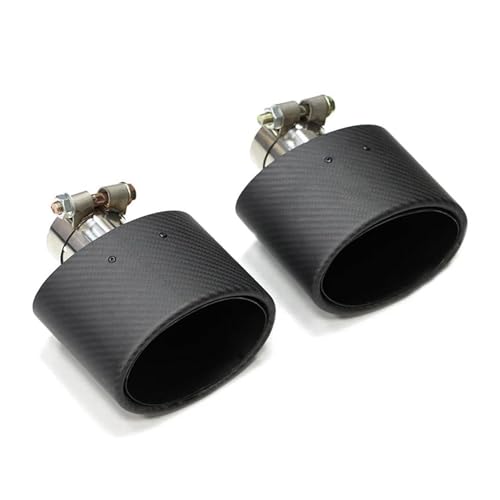 QFJFBGGH Abgasrohr 2 Teile/los Universal Auto Matte Carbon Faser Schalldämpfer Spitze Auspuffrohr Düse Dekoration Edelstahl Schwarz Oval 150mm Endrohr Kfz Auspuffrohr(2 PCS B) von QFJFBGGH