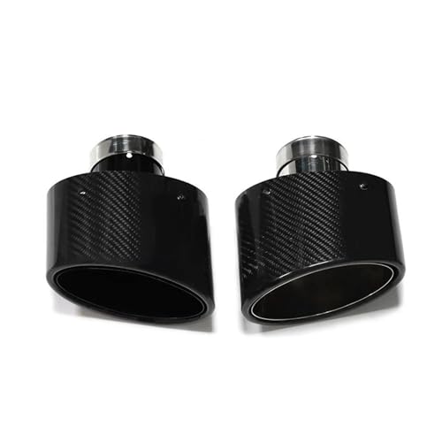 QFJFBGGH Abgasrohr 2 Teile/los Universal Auto Matte Carbon Faser Schalldämpfer Spitze Auspuffrohr Düse Dekoration Edelstahl Schwarz Oval 150mm Endrohr Kfz Auspuffrohr(2 PCS C) von QFJFBGGH