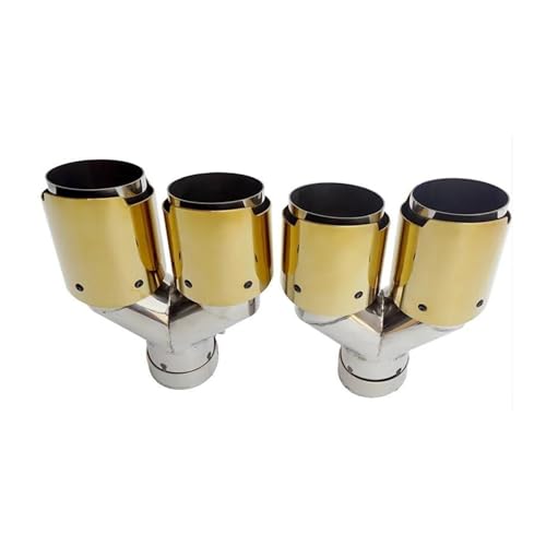 QFJFBGGH Abgasrohr Universal Auto Modify Glossy Schalldämpferspitze Y-Form Doppelausgang Auspuffrohrdüse Dekoration Gold Zweistufiger Edelstahl Kfz Auspuffrohr(Other Size) von QFJFBGGH