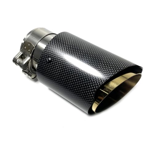 QFJFBGGH Auto-Endrohre 1 Stück Glänzendes Carbon-Auspuff-Endstück Universeller Goldener Edelstahl-Schalldämpfer Mit Geradem Flansch Endrohrblenden(70MM IN 101MM Out) von QFJFBGGH