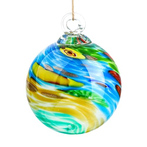 QFkris 10,2 cm geblasenes Glas Weihnachtsschmuck Kugel für Weihnachtsbaum, mundgeblasene Glasornamente, Gazing Balls Hexenkugeln Freundschaft Kugel Glas von QFkris