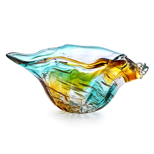 Muschelvase aus mundgeblasenem Glas, handgefertigt, Muschel-Potpourri-Halter, Kunstglas, Muschelfigur, Sammlerstücke, einzigartige Muschelschale für Heimdekoration, Geschenk, bunt, 22,9 cm von QFkris