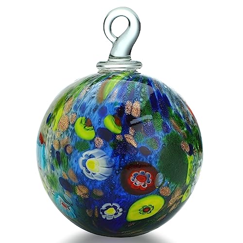 QFkris 10,2 cm mundgeblasene Glaskugeln zum Aufhängen von Gärten, Fenstern, im Freien, Hexenkugeln, Glasornament von QFkris