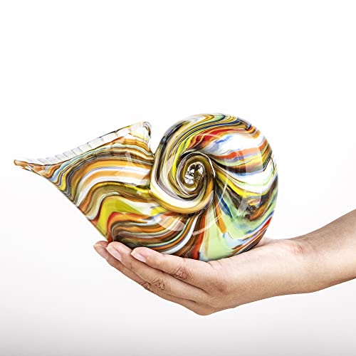 QFkris Glas-Nautilus-Muschel, mundgeblasene Muschelkunst-Glasfiguren, mehrfarbige Glasskulptur, schöne Glasdekoration, Kristallglas-Briefbeschwerer von QFkris