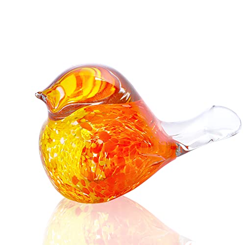 QFkris Vogelfigur aus geblasenem Glas, Sammlerstück, handgefertigt, Vogel, Papierbeschwerer, Glaskunst, Tierskulptur, Heimdekoration, Tischdekoration, 17,8 cm von QFkris