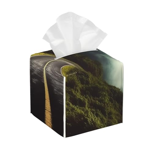 Deep Mountain Road Quadratische Taschentuchbox aus Leder, wasserdicht und langlebig, Heimdekoration, Aufbewahrungsbox, Schreibtisch, Badezimmer, Auto, niedlicher Taschentuchbeutel Deep Mountain Road Quadratische Taschentuchbox aus Leder, wasserdicht und langlebig, Heimdekoration, Aufbewahrungsbox, Schreibtisch, Badezimmer, Auto, niedlicher Taschentuchbeutel von QGGHNISD