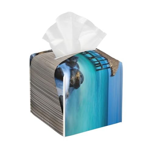 Moderne Taschentuchbox mit Meereslandschaft, quadratisch, Leder, wasserdicht und langlebig, Heimdekoration, Aufbewahrungsbox, Schreibtisch, Badezimmer, Auto, Druck, niedliche Taschentuchtasche Moderne Taschentuchbox mit Meereslandschaft, quadratisch, Leder, wasserdicht und langlebig, Heimdekoration, Aufbewahrungsbox, Schreibtisch, Badezimmer, Auto, Druck, niedliche Taschentuchtasche von QGGHNISD