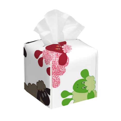 Quadratische Taschentuchbox aus Leder, Cartoon-Schaf, wasserdicht und langlebig, Heimdekoration, Schreibtisch, Badezimmer, Auto, niedlicher Taschentuchbeutel Quadratische Taschentuchbox aus Leder, Cartoon-Schaf, wasserdicht und langlebig, Heimdekoration, Schreibtisch, Badezimmer, Auto, niedlicher Taschentuchbeutel von QGGHNISD