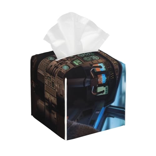 Quadratische Taschentuchbox aus Leder, Flugzeug-Cockpit, wasserdicht und langlebig, Heimdekoration, Aufbewahrungsbox, Schreibtisch, Badezimmer, Auto, niedlicher Taschentuchbeutel Quadratische Taschentuchbox aus Leder, Flugzeug-Cockpit, wasserdicht und langlebig, Heimdekoration, Aufbewahrungsbox, Schreibtisch, Badezimmer, Auto, niedlicher Taschentuchbeutel von QGGHNISD