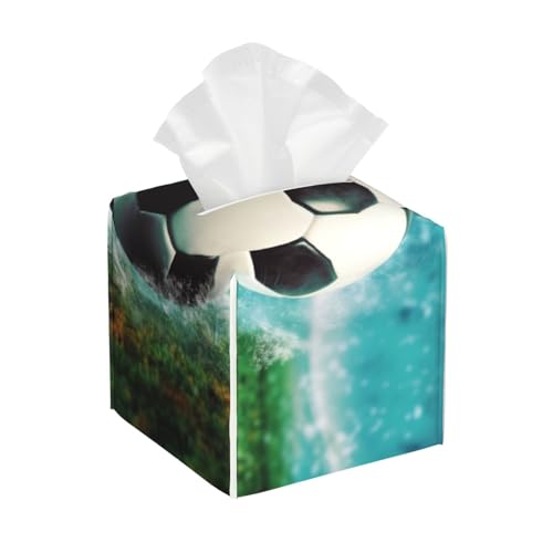Quadratische Taschentuchbox aus Leder, Motiv: Fußball-Hintergrund, wasserdicht und langlebig, Heimdekoration, Aufbewahrungsbox, Schreibtisch, Badezimmer, Auto, niedlicher Taschentuchbeutel Quadratische Taschentuchbox aus Leder, Motiv: Fußball-Hintergrund, wasserdicht und langlebig, Heimdekoration, Aufbewahrungsbox, Schreibtisch, Badezimmer, Auto, niedlicher Taschentuchbeutel von QGGHNISD