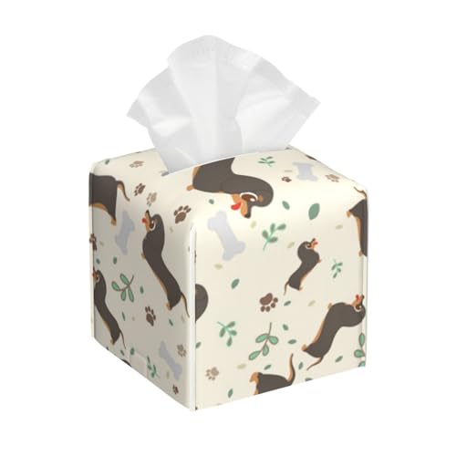 Quadratische Taschentuchbox aus Leder, Motiv: "I Love My Dog", Dackel, wasserdicht und langlebig, Heimdekoration, Aufbewahrungsbox, Schreibtisch, Badezimmer, Auto, niedlicher Taschentuchbeutel Quadratische Taschentuchbox aus Leder, Motiv: "I Love My Dog", Dackel, wasserdicht und langlebig, Heimdekoration, Aufbewahrungsbox, Schreibtisch, Badezimmer, Auto, niedlicher Taschentuchbeutel von QGGHNISD