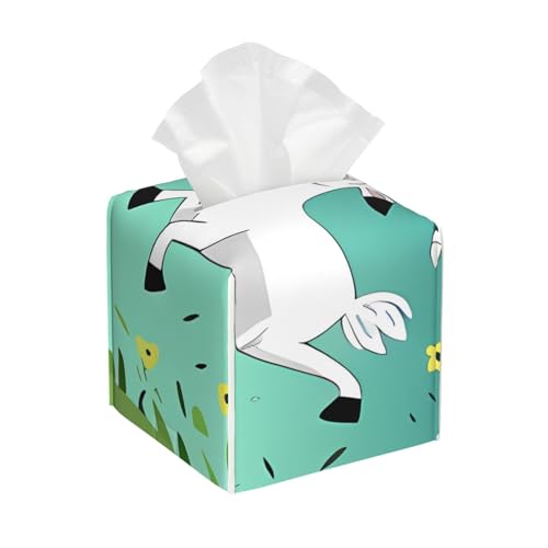 Quadratische Taschentuchbox aus Leder, Motiv: Ziegenfrolik, wasserdicht und langlebig, Heimdekoration, Schreibtisch, Badezimmer, Auto, niedlicher Taschentuchbeutel Quadratische Taschentuchbox aus Leder, Motiv: Ziegenfrolik, wasserdicht und langlebig, Heimdekoration, Schreibtisch, Badezimmer, Auto, niedlicher Taschentuchbeutel von QGGHNISD