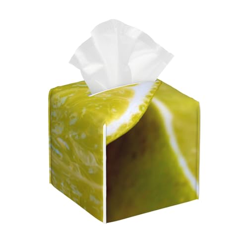 Quadratische Taschentuchbox aus Leder, Zitronengelb, wasserdicht und langlebig, Heimdekoration, Schreibtisch, Badezimmer, Auto, niedlicher Taschentuchbeutel Quadratische Taschentuchbox aus Leder, Zitronengelb, wasserdicht und langlebig, Heimdekoration, Schreibtisch, Badezimmer, Auto, niedlicher Taschentuchbeutel von QGGHNISD