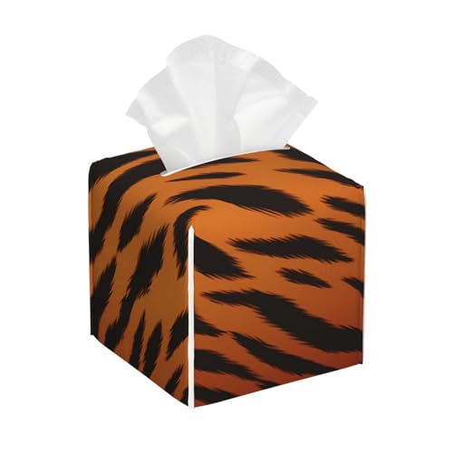 Quadratische Taschentuchbox aus Leder, mit Tigerstreifen, wasserdicht und langlebig, Heimdekoration, Schreibtisch, Badezimmer, Auto, niedlicher Taschentuchbeutel Quadratische Taschentuchbox aus Leder, mit Tigerstreifen, wasserdicht und langlebig, Heimdekoration, Schreibtisch, Badezimmer, Auto, niedlicher Taschentuchbeutel von QGGHNISD