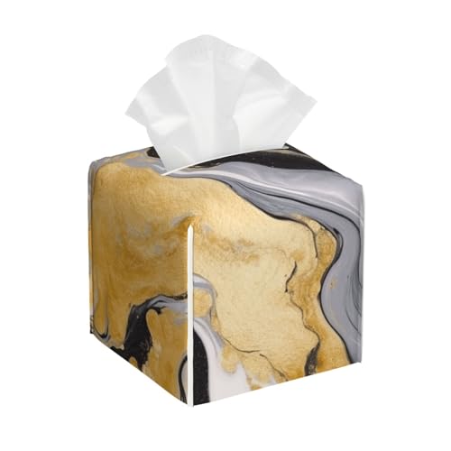 Taschentuchbox aus Leder, quadratisch, mit goldener Marmor-Tinte, wasserdicht und langlebig, Heimdekoration, Schreibtisch, Badezimmer, Auto, niedlicher Taschentuchbeutel Taschentuchbox aus Leder, quadratisch, mit goldener Marmor-Tinte, wasserdicht und langlebig, Heimdekoration, Schreibtisch, Badezimmer, Auto, niedlicher Taschentuchbeutel von QGGHNISD