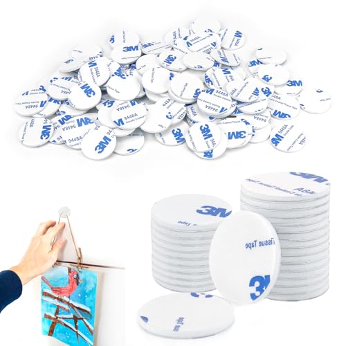 QGGTQG Klebepads Set, 100 Stück Weiß Rund Doppelseitige Klebepads, Selbstklebende Pads Doppelseitig, für Wände Boden Türen Gläser von QGGTQG