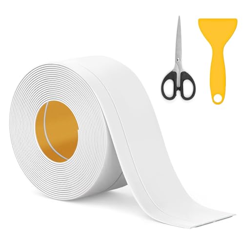 QGGTQG Weichsockelleiste Selbstklebend 6 m, 50 x 20 mm PVC Fußleisten Selbstklebend, Freies Schnittmaß, Abschlussleiste Küchenarbeitsplatte Wasser- und Schmutzabweisend, Geeignet für Küche und Bad von QGGTQG