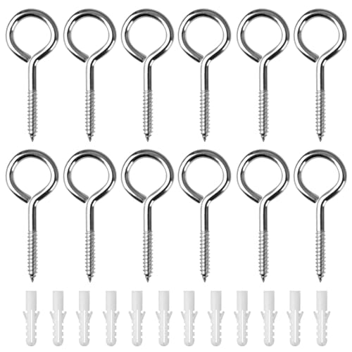 Ösen-Haken für den Garten, M5 x 25 x 65, Edelstahl-Ösenschrauben, 35 kg Tragkraft, robuste Ösenhaken für den Innen- und Außenbereich, für Hängeleuchten, Kletterpflanzen, Gartendraht, 12 Stück Ösen-Haken für den Garten, M5 x 25 x 65, Edelstahl-Ösenschrauben, 35 kg Tragkraft, robuste Ösenhaken für den Innen- und Außenbereich, für Hängeleuchten, Kletterpflanzen, Gartendraht, 12 Stück von QGH