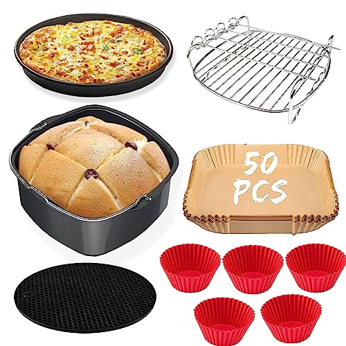 Ölfreies Fritteusen-Zubehör für Cosori, Ninjia, Cecotec, Innensky, Philips 5,5 L XXL Luftfritteuse, Air Fryer Zubehör 5,5 LUtensilienformen von QGKPL