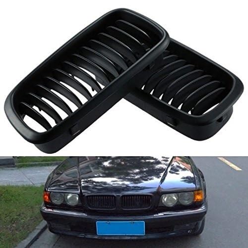 QGQFDEYUNB Autogrillgitter Vorne Matt Schwarz Niere Stoßstange Haube Grille Paar Für 1999-2001 Für E38 740i/iL 750iL von QGQFDEYUNB