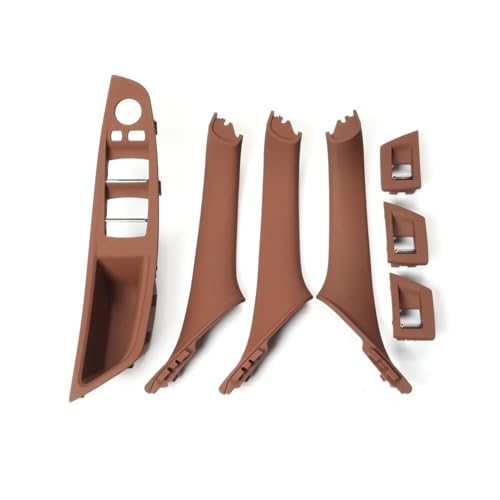 QGQFDEYUNB Chrom Türgriffe Innen Auto Für 5er Für F10 Für F18 Linkslenker LHD 7 Tlg. 2010-2016 Beige Schwarz Kohlefaser Autoinnentürgriffplatte Dekorativ(Red Brown) von QGQFDEYUNB
