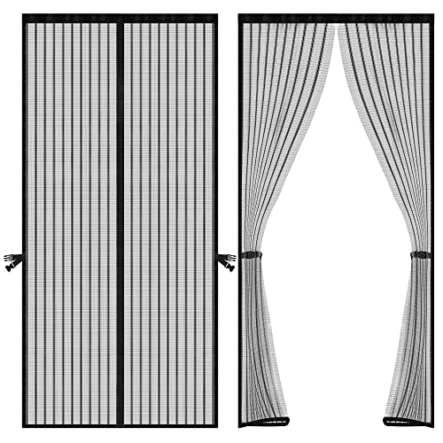 QGUOO Magnet Fliegengitter Tür - Anti Rissbildung Fliegengitter Balkontür Ohne Bohren,Fliegengittertüre Insektenschutz,Fliegenvorhang Stärkere Magnetn,100x210 Magnetvorhang für Terrassentür,Wohnzimmer von QGUOO