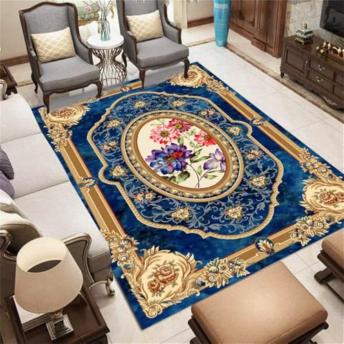QGYFRE Area Rugs fußmatte außen Mehrfarbiger Retro-Blumenteppich Baby Teppich Junge blau 90x150CM pflegeleicht jugendzimmer deko Jungen Kinder Teppiche QGYFRE Area Rugs fußmatte außen Mehrfarbiger Retro-Blumenteppich Baby Teppich Junge blau 90x150CM pflegeleicht jugendzimmer deko Jungen Kinder Teppiche von QGYFRE