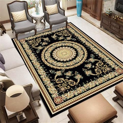 QGYFRE Balkonteppich 70x140CM schwarz Moderne teppiche Teppich für Wohnzimmer Mehrfarbiger Retro-Blumenteppich Flur läufer Teppichboden Auslegware von QGYFRE