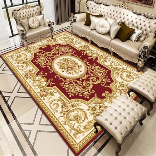QGYFRE Büro Deko 50x80CM rot Kleiner Teppich fußabtreter innen Gelber Vintage-Blumenteppich Eingangs-Fußmatte teppiche Wohnzimmer von QGYFRE
