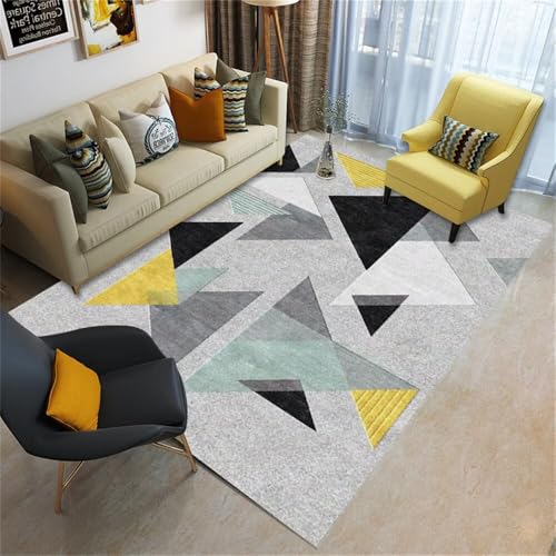 QGYFRE Decoration Bedroom Flur Dekoration Schwarz, gelb, blau. Teppich Designer Grau 90x150CM kinderspielteppich waschbarer Wohnzimmer von QGYFRE
