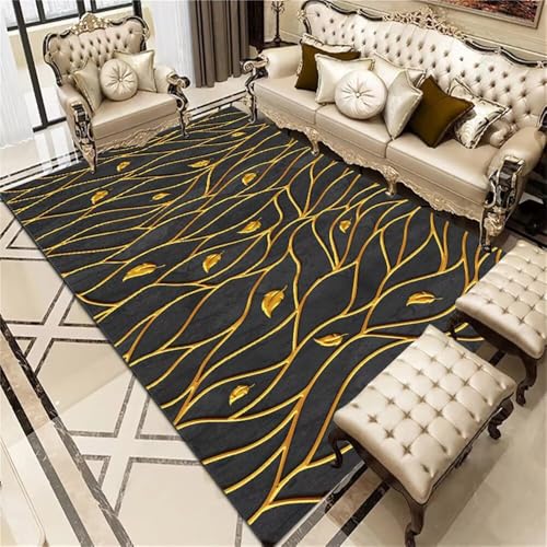 QGYFRE Deko Für Wohnzimmer schöne Zimmer Gelber pflegeleichter Teppich Mädchen schwarz 90x150CM Baby läufer rutschfest Kinder Teppiche von QGYFRE