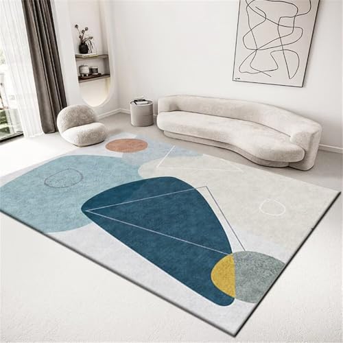 QGYFRE Eingangs-Fußmatte Baby Teppich Junge Weicher 50x80CM Teppiche Für Wohnzimmer blau Grauer moderner minimalistischer Wohnzimmers Teppichs von QGYFRE