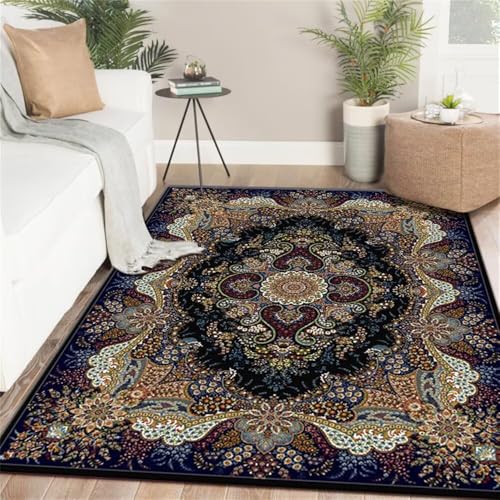 QGYFRE Eingangs-Fußmatte Bodenmatte Kinderzimmer Kinderteppich 50x80CM Rug Carpet blau Mehrfarbiger Retro-Blumenteppich Waschbare Teppich von QGYFRE
