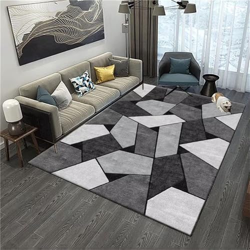 QGYFRE Eingangs-Fußmatte Kinderteppiche kinderzimmerteppich Junge 50x80CM teppiche Grau Moderner geometrischer Teppich günstig von QGYFRE