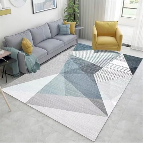 QGYFRE Eingangs-Fußmatte Kinderzimmer Teppich Maedchen 50x80CM Wohnzimmer Weich blau Grauer geometrischer mit allmählicher Veränderung lang von QGYFRE