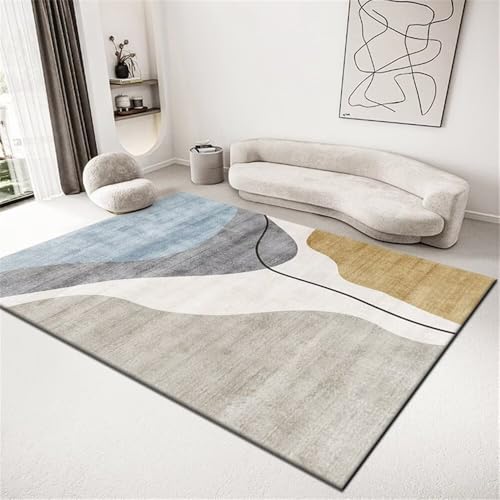 QGYFRE Eingangs-Fußmatte Teppiche Fürs Kinderzimmer großer Teppich Wohnzimmer 50x80CM Schreibtisch Grau Blauer verschleißfester und schmutzabweisender langfloorteppiche von QGYFRE