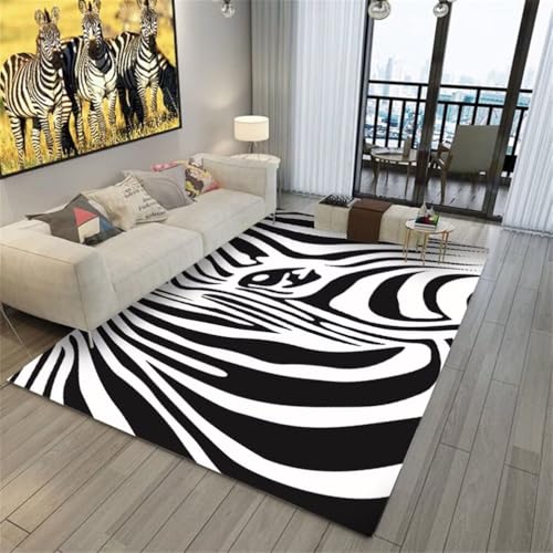 QGYFRE Eingangs-Fußmatte Wohnzimmer Teppichboden Waschbarer Teppich 50x80CM balkonteppich schwarz und weiß Tapis rectangulaire Pour le Salon. Waschbare Teppiche von QGYFRE